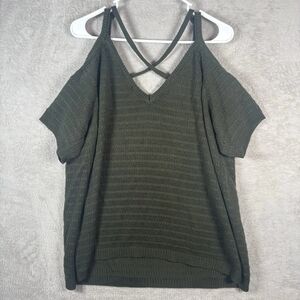 Torrid 00 Olive Green Cold Shoulder Blouse